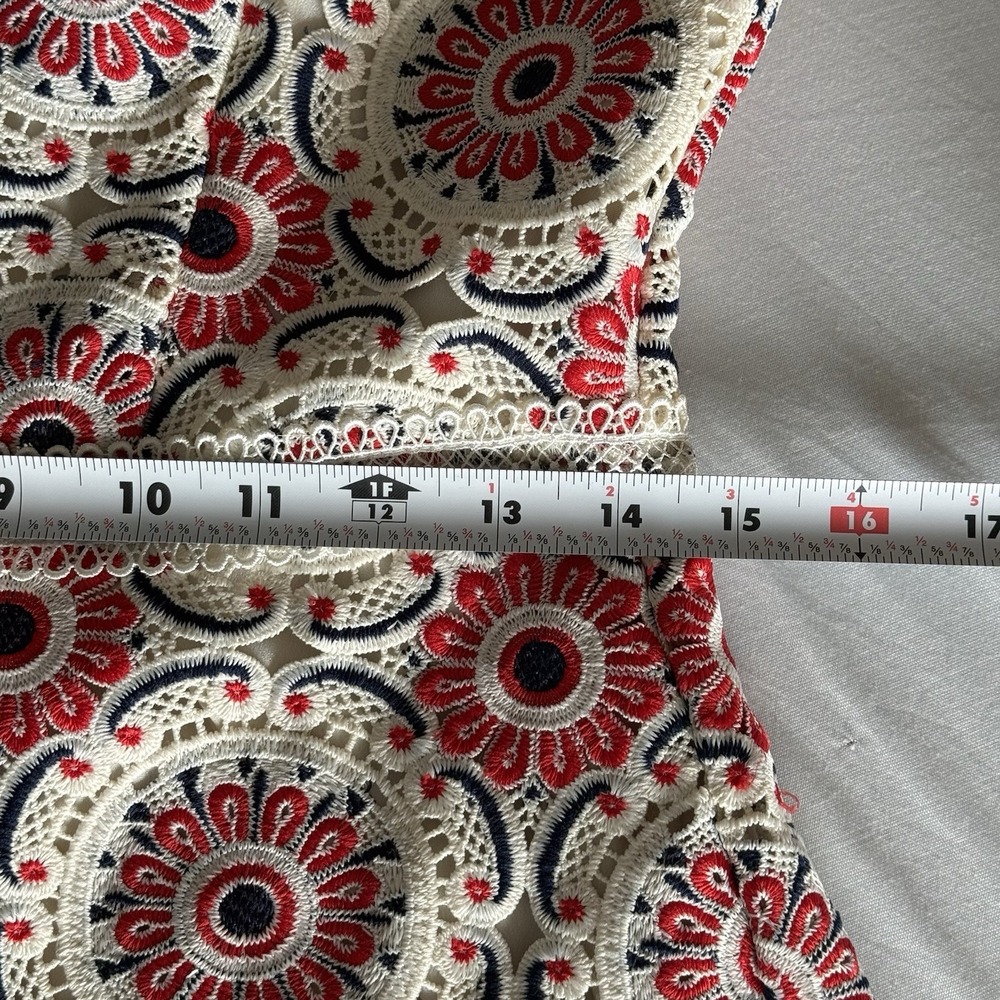 J Crew Crochet Lace A Line Dress Size 0 4th of July Boho Cottage 60s Festival - Picture 13 of 14